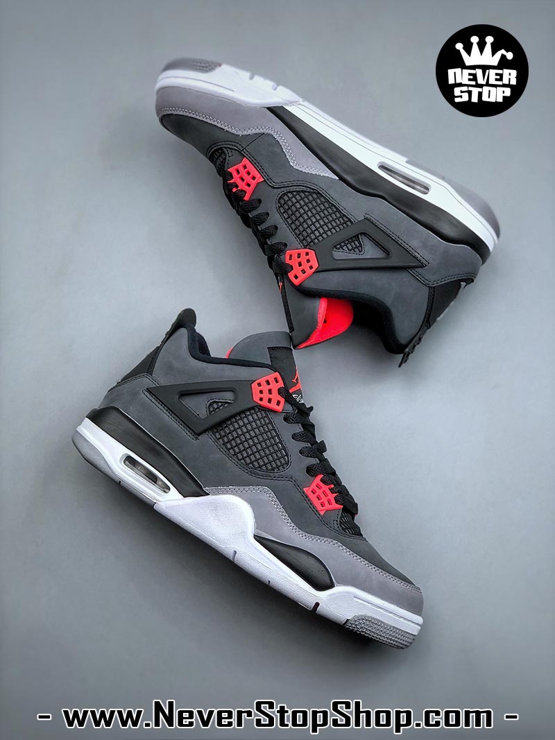 Giày thể thao Nike Air Jordan 4 Xám Đỏ hàng đẹp siêu cấp like auth replica 1:1 giá rẻ tại NeverStop Sneaker Shop Quận 3 HCM