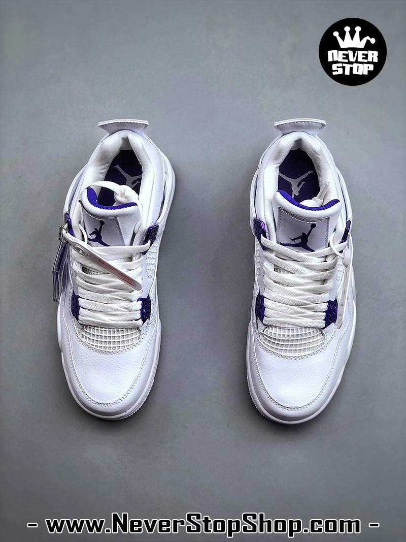 Giày thể thao Nike Air Jordan 4 Trắng Tím hàng đẹp siêu cấp like auth replica 1:1 giá rẻ tại NeverStop Sneaker Shop Quận 3 HCM