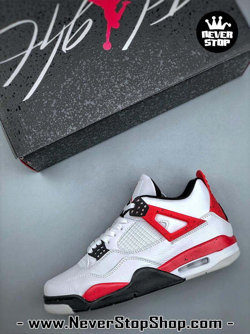 Giày thể thao Nike Air Jordan 4 Trắng Đỏ hàng đẹp siêu cấp like auth replica 1:1 giá rẻ tại NeverStop Sneaker Shop Quận 3 HCM