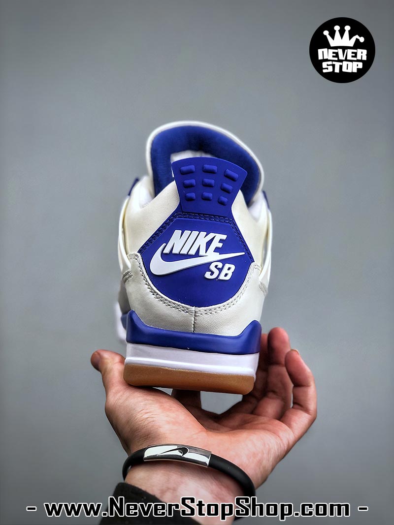Giày thể thao Nike Air Jordan 4 Trắng Xanh Dương hàng đẹp siêu cấp like auth replica 1:1 giá rẻ tại NeverStop Sneaker Shop Quận 3 HCM