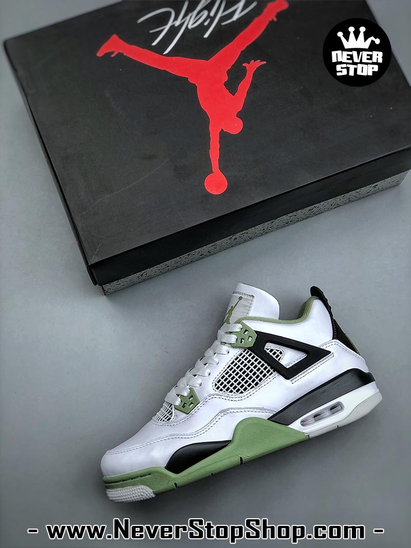 Giày thể thao Nike Air Jordan 4 Trắng Xanh Lá hàng đẹp siêu cấp like auth replica 1:1 giá rẻ tại NeverStop Sneaker Shop Quận 3 HCM