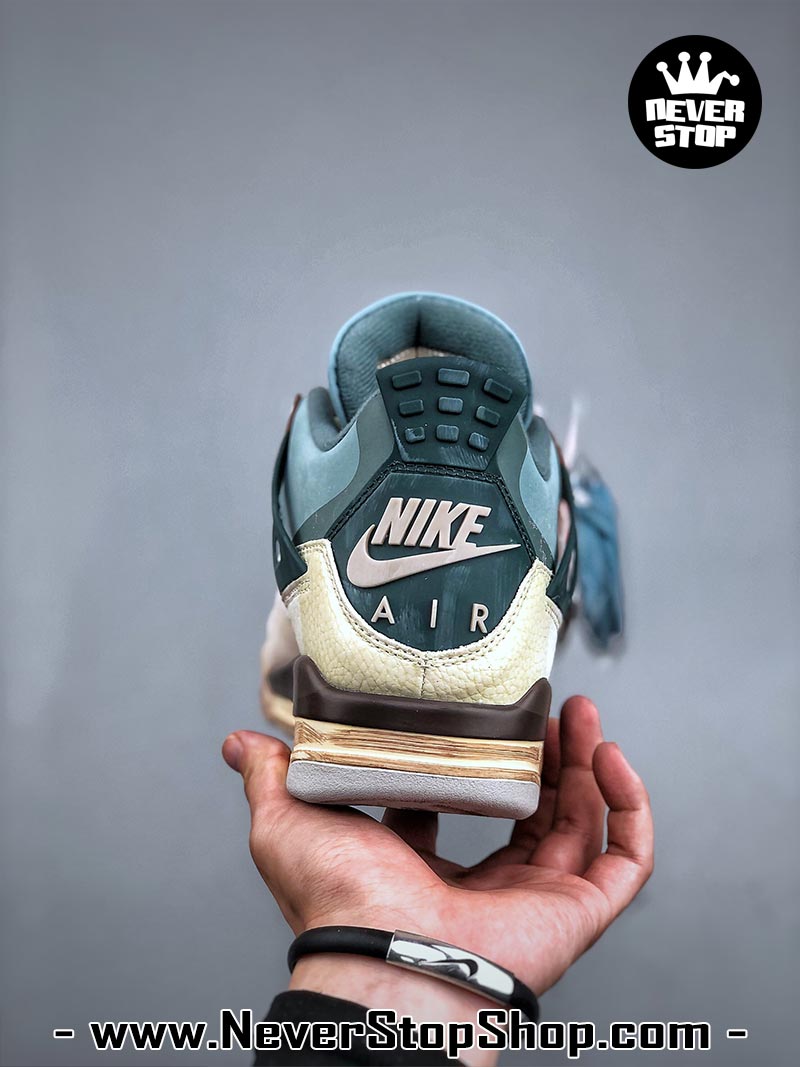 Giày thể thao Nike Air Jordan 4 Nâu Xanh Dương hàng đẹp siêu cấp like auth replica 1:1 giá rẻ tại NeverStop Sneaker Shop Quận 3 HCM
