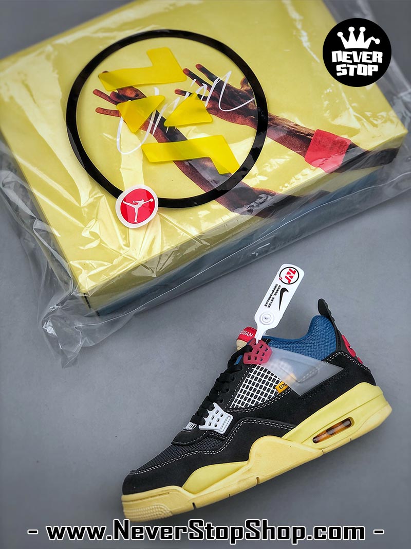 Giày thể thao Nike Air Jordan 4 Đen Vàng hàng đẹp siêu cấp like auth replica 1:1 giá rẻ tại NeverStop Sneaker Shop Quận 3 HCM