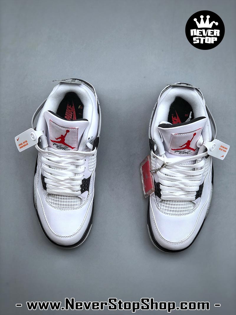 Giày thể thao Nike Air Jordan 4 Trắng Xám hàng đẹp siêu cấp like auth replica 1:1 giá rẻ tại NeverStop Sneaker Shop Quận 3 HCM