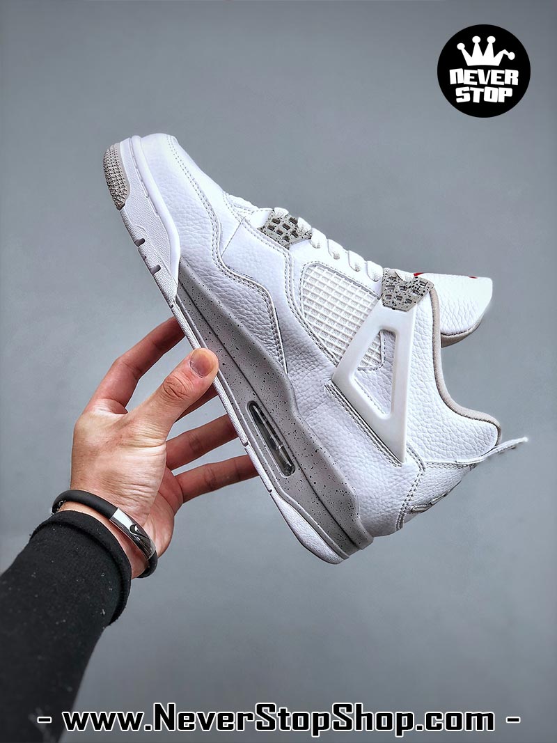 Giày thể thao Nike Air Jordan 4 Trắng Xám hàng đẹp siêu cấp like auth replica 1:1 giá rẻ tại NeverStop Sneaker Shop Quận 3 HCM