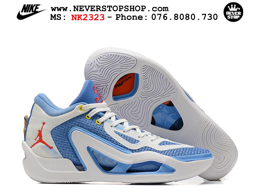 Giày bóng rổ nam Nike Jordan Tatum 1 JT 1 Trắng Xanh Dương hàng đẹp siêu cấp replica 1:1 giá rẻ tại NeverStop Sneaker Shop Hồ Chí Minh