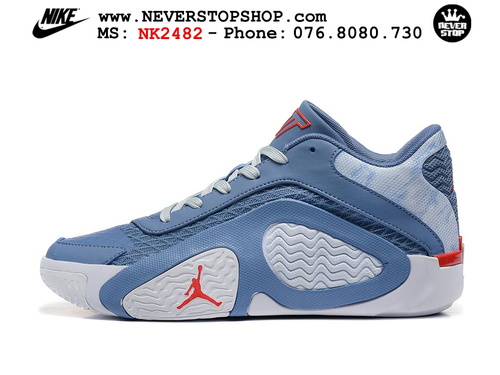 Giày bóng rổ nam Nike Jordan Tatum 2 JT 2 Xanh Dương Xám hàng đẹp siêu cấp replica 1:1 best quality giá rẻ tại NeverStop Sneaker Shop Hồ Chí Minh