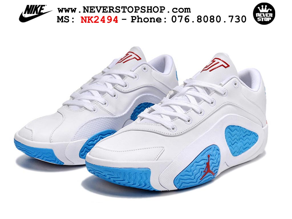 Giày bóng rổ nam Nike Jordan Tatum 2 JT 2 Trắng Xanh Dương hàng đẹp siêu cấp replica 1:1 best quality giá rẻ tại NeverStop Sneaker Shop Hồ Chí Minh