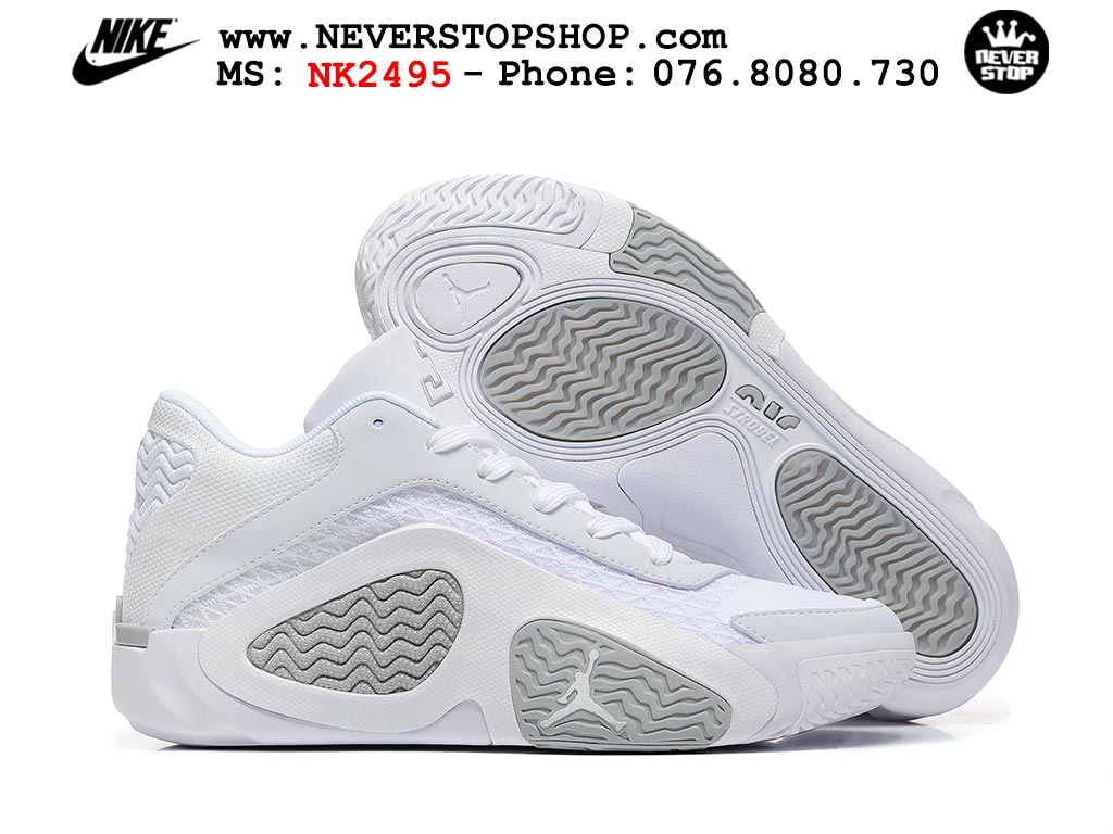 Giày bóng rổ nam Nike Jordan Tatum 2 JT 2 Trắng Xám hàng đẹp siêu cấp replica 1:1 best quality giá rẻ tại NeverStop Sneaker Shop Hồ Chí Minh