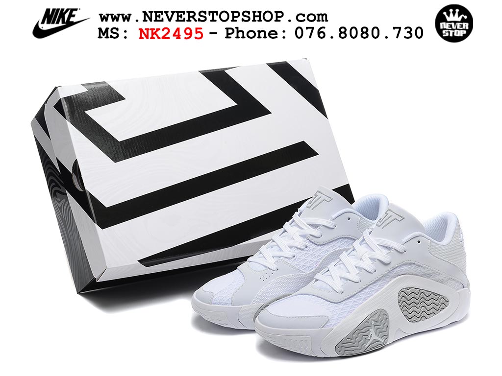 Giày bóng rổ nam Nike Jordan Tatum 2 JT 2 Trắng Xám hàng đẹp siêu cấp replica 1:1 best quality giá rẻ tại NeverStop Sneaker Shop Hồ Chí Minh