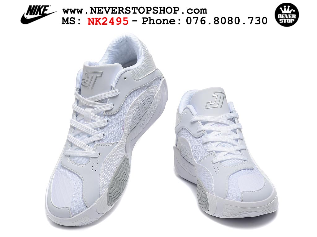 Giày bóng rổ nam Nike Jordan Tatum 2 JT 2 Trắng Xám hàng đẹp siêu cấp replica 1:1 best quality giá rẻ tại NeverStop Sneaker Shop Hồ Chí Minh