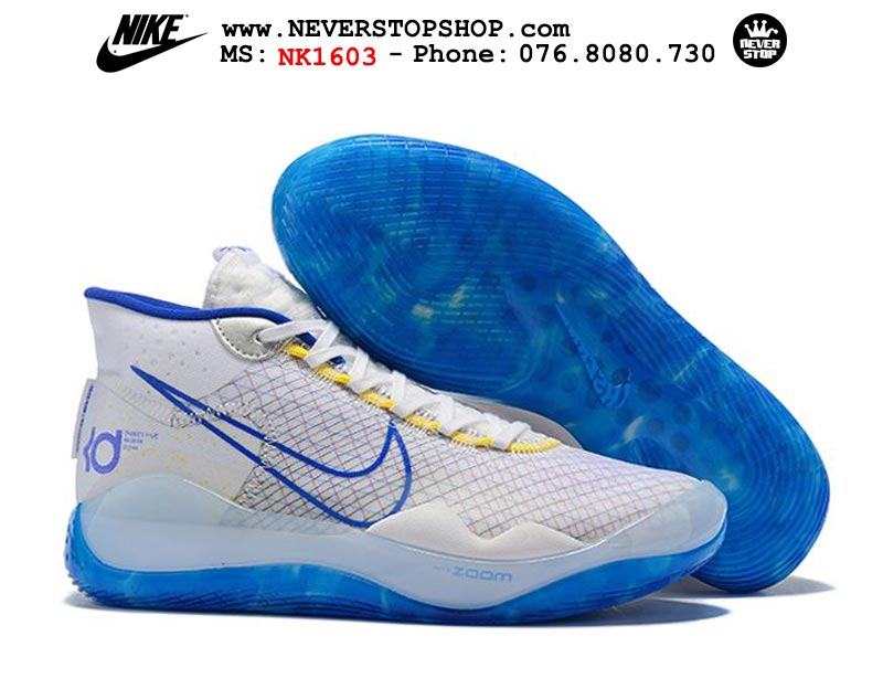 Giày bóng rổ NIKE KD 12 Warriors White Blue hàng đẹp chuẩn sfake replica giá rẻ tốt nhất HCM