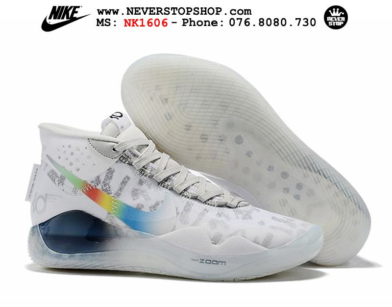 Giày bóng rổ NIKE KD 12 White Multicolor hàng đẹp chuẩn sfake replica giá rẻ tốt nhất HCM