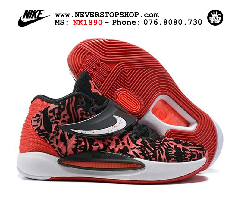 Giày Nike KD 14 Đen Đỏ bóng rổ nam hàng đẹp sfake replica 1:1 giá rẻ tại NeverStop Sneaker Shop Quận 3 HCM