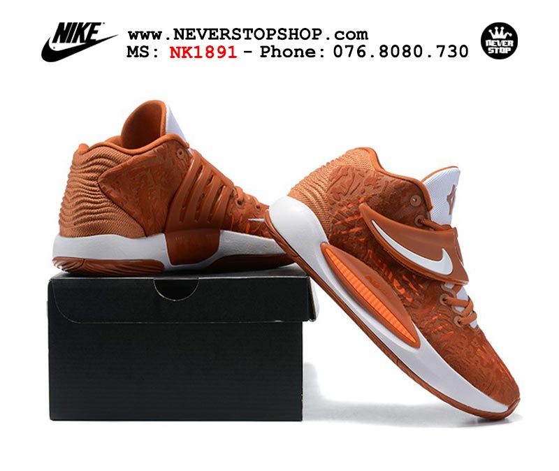 Giày Nike KD 14 Nâu Trắng bóng rổ nam hàng đẹp sfake replica 1:1 giá rẻ tại NeverStop Sneaker Shop Quận 3 HCM