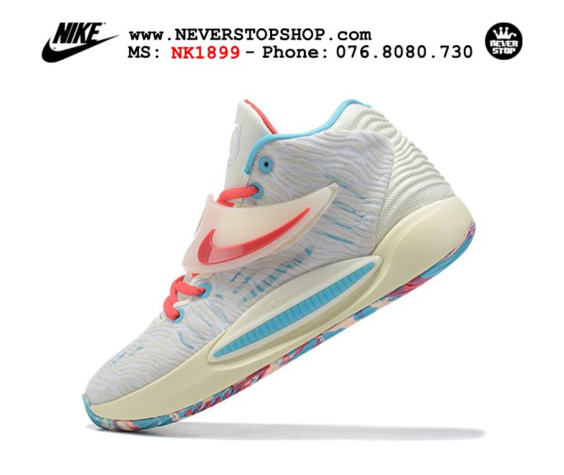 Giày Nike KD 14 Trắng Xanhbóng rổ nam hàng đẹp sfake replica 1:1 giá rẻ tại NeverStop Sneaker Shop Quận 3 HCM