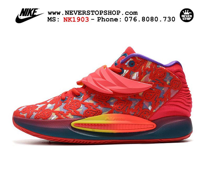 Giày Nike KD 14 Đỏ Vàng bóng rổ nam hàng đẹp sfake replica 1:1 giá rẻ tại NeverStop Sneaker Shop Quận 3 HCM