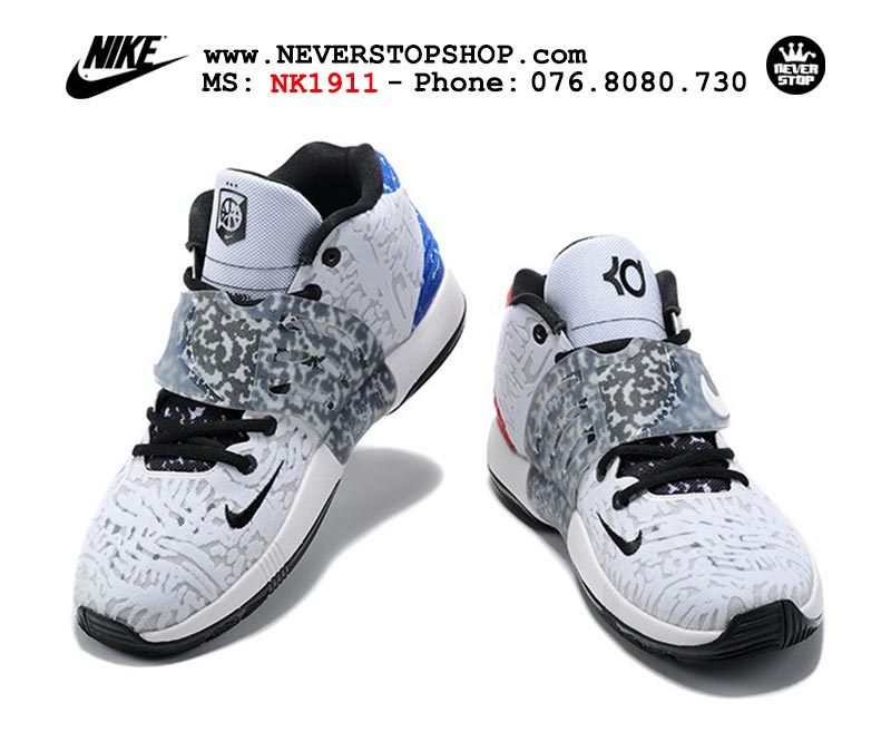 Giày Nike KD 14  Trắng Xanh Đỏ bóng rổ nam hàng đẹp sfake replica 1:1 giá rẻ tại NeverStop Sneaker Shop Quận 3 HCM