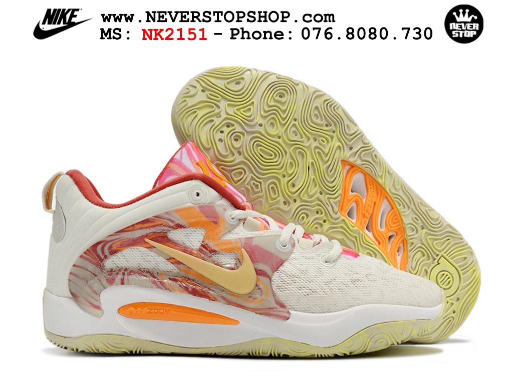 Giày bóng rổ nam Nike KD 15 Vàng Hồng bản đẹp chuẩn replica 1:1 authentic giá rẻ tại NeverStop Sneaker Shop Quận 3 HCM