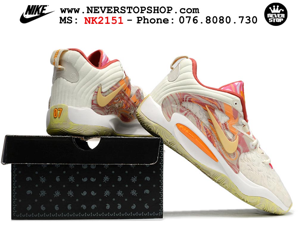 Giày bóng rổ nam Nike KD 15 Vàng Hồng bản đẹp chuẩn replica 1:1 authentic giá rẻ tại NeverStop Sneaker Shop Quận 3 HCM