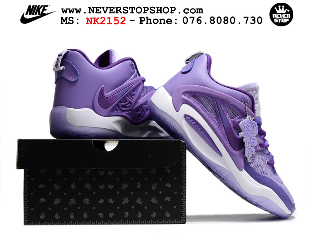 Giày bóng rổ nam Nike KD 15 Tím Trắng bản đẹp chuẩn replica 1:1 authentic giá rẻ tại NeverStop Sneaker Shop Quận 3 HCM