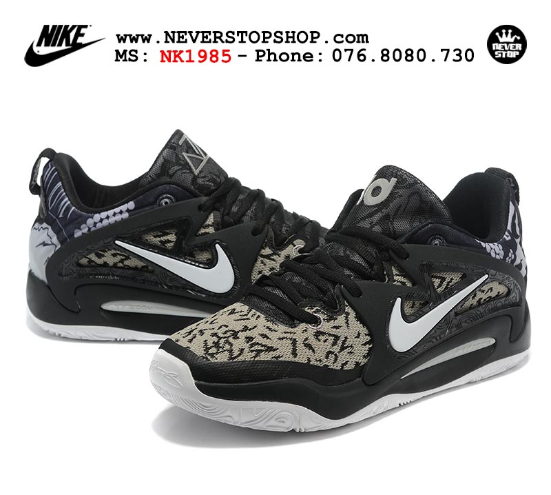 Giày bóng rổ nam Nike KD 15 Đen Trắng bản đẹp chuẩn replica 1:1 authentic giá rẻ tại NeverStop Sneaker Shop Quận 3 HCM