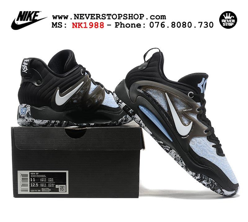 Giày bóng rổ nam Nike KD 15 Đen Trắng bản đẹp chuẩn replica 1:1 authentic giá rẻ tại NeverStop Sneaker Shop Quận 3 HCM