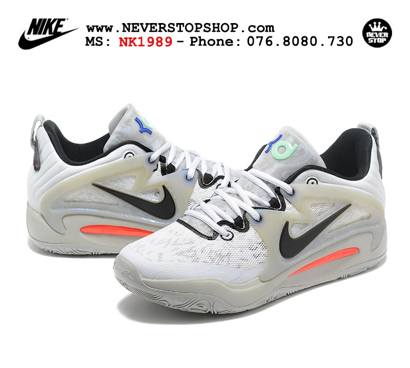 Giày bóng rổ nam Nike KD 15 Trắng Đen bản đẹp chuẩn replica 1:1 authentic giá rẻ tại NeverStop Sneaker Shop Quận 3 HCM