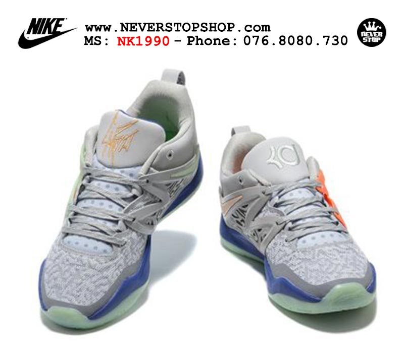 Giày bóng rổ nam Nike KD 15 Xám Xanh bản đẹp chuẩn replica 1:1 authentic giá rẻ tại NeverStop Sneaker Shop Quận 3 HCM