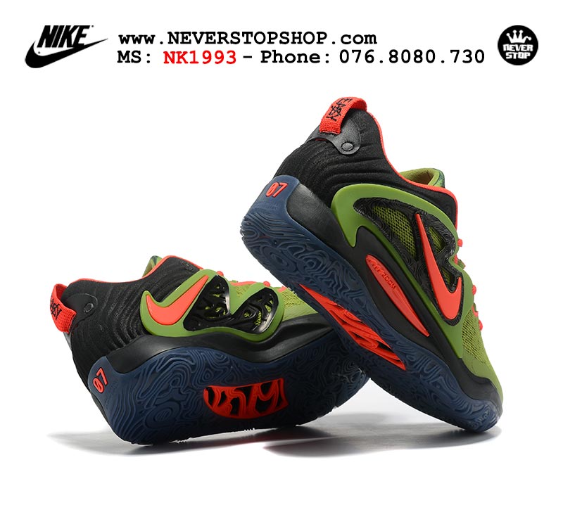 Giày bóng rổ nam Nike KD 15 Xanh Cam bản đẹp chuẩn replica 1:1 authentic giá rẻ tại NeverStop Sneaker Shop Quận 3 HCM