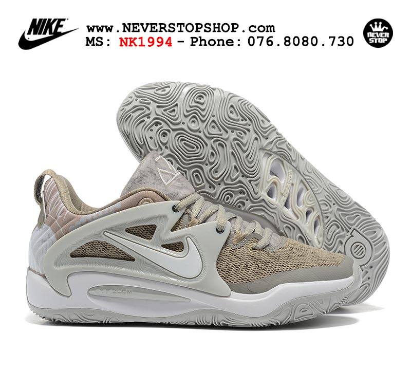 Giày bóng rổ nam Nike KD 15 Xám Trắng bản đẹp chuẩn replica 1:1 authentic giá rẻ tại NeverStop Sneaker Shop Quận 3 HCM