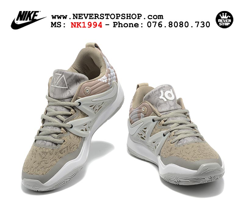 Giày bóng rổ nam Nike KD 15 Xám Trắng bản đẹp chuẩn replica 1:1 authentic giá rẻ tại NeverStop Sneaker Shop Quận 3 HCM