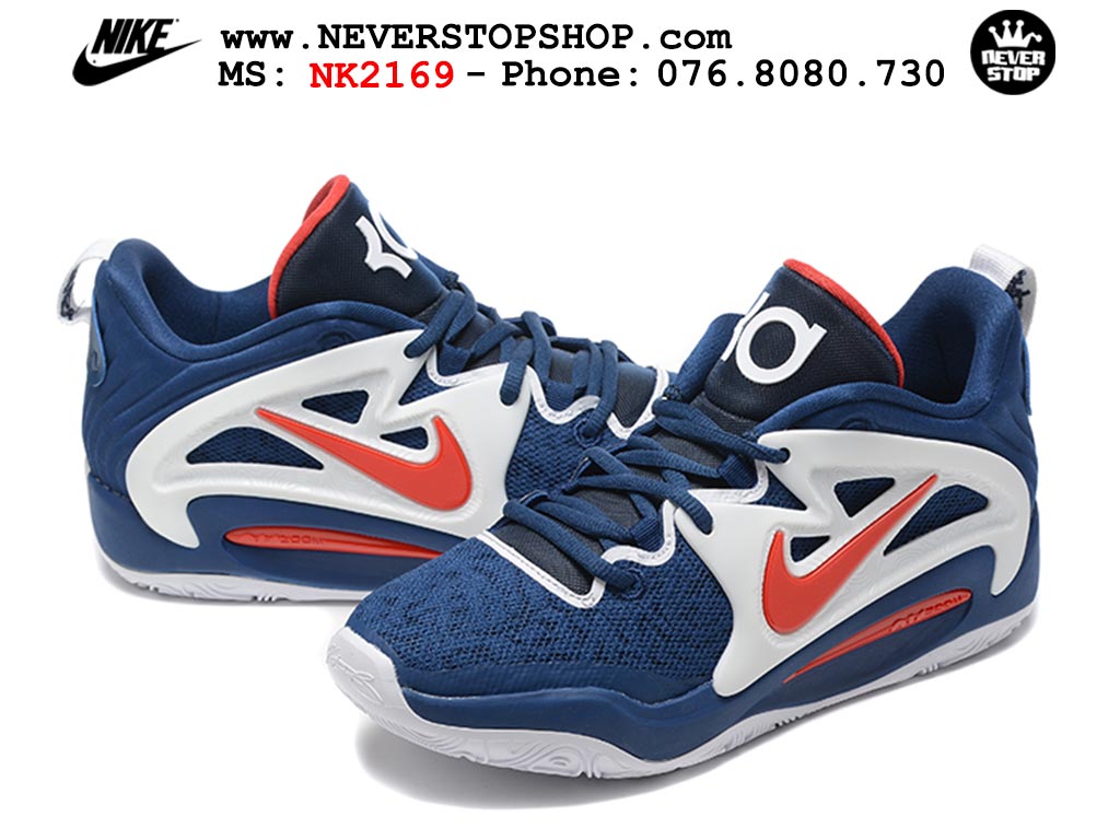 Giày bóng rổ nam Nike KD 15 Xanh Dương Đỏ bản đẹp chuẩn replica 1:1 authentic giá rẻ tại NeverStop Sneaker Shop Quận 3 HCM