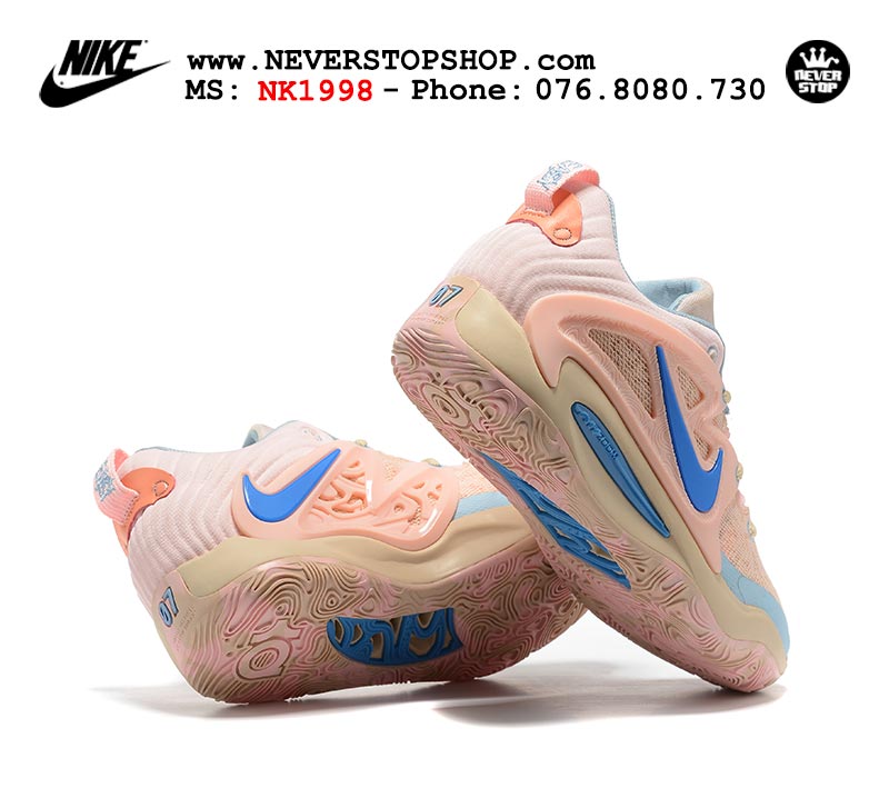 Giày bóng rổ nam Nike KD 15 Hồng Xanh bản đẹp chuẩn replica 1:1 authentic giá rẻ tại NeverStop Sneaker Shop Quận 3 HCM