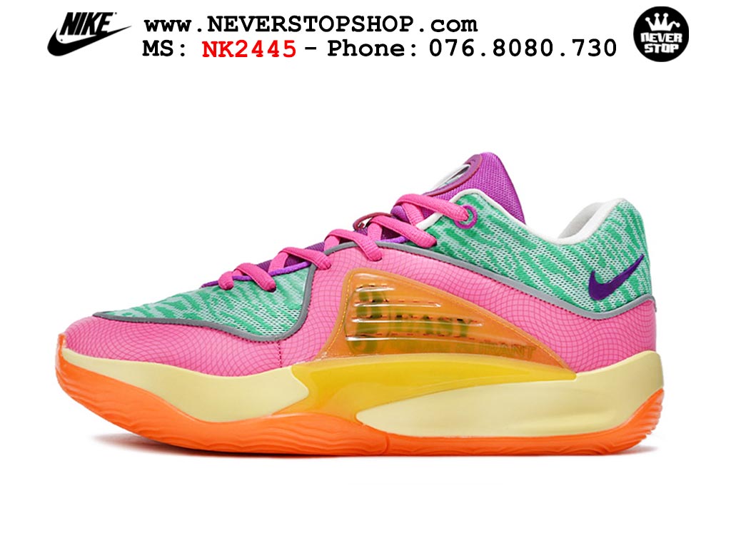 Giày bóng rổ nam Nike KD 16 Cam Hồng bản đẹp chuẩn replica 1:1 authentic giá rẻ tại NeverStop Sneaker Shop Quận 3 HCM