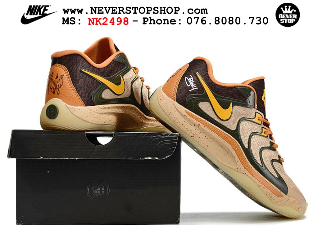 Giày bóng rổ nam Nike KD 17 Nâu Vàng bản best quality đẹp chuẩn replica 1:1 authentic giá rẻ tại NeverStop Sneaker Shop Quận 3 HCM