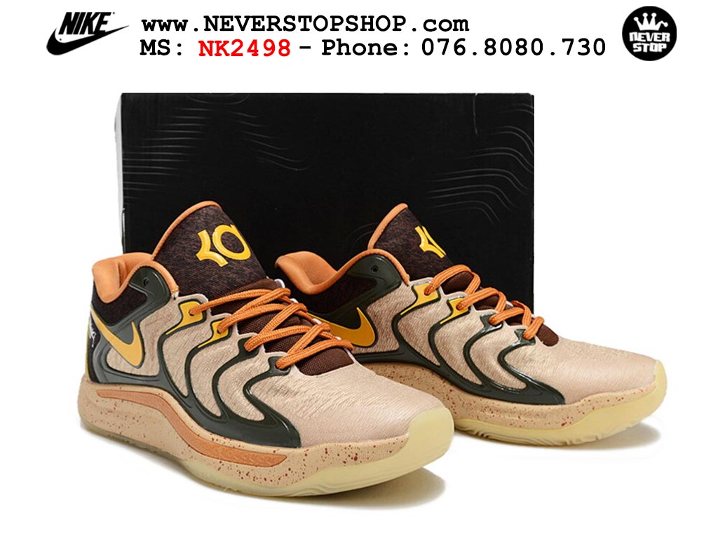 Giày bóng rổ nam Nike KD 17 Nâu Vàng bản best quality đẹp chuẩn replica 1:1 authentic giá rẻ tại NeverStop Sneaker Shop Quận 3 HCM