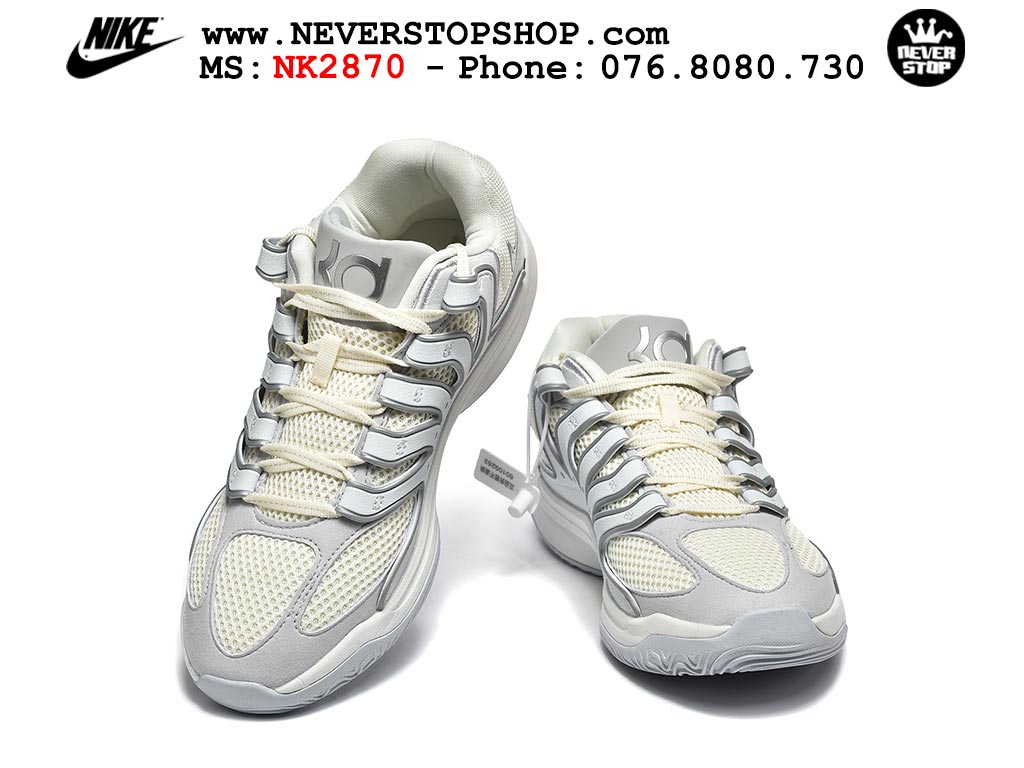 Giày bóng rổ nam Nike KD 18 Xám Trắng bản best quality đẹp chuẩn replica 1:1 authentic giá rẻ tại NeverStop Sneaker Shop Quận 3 HCM