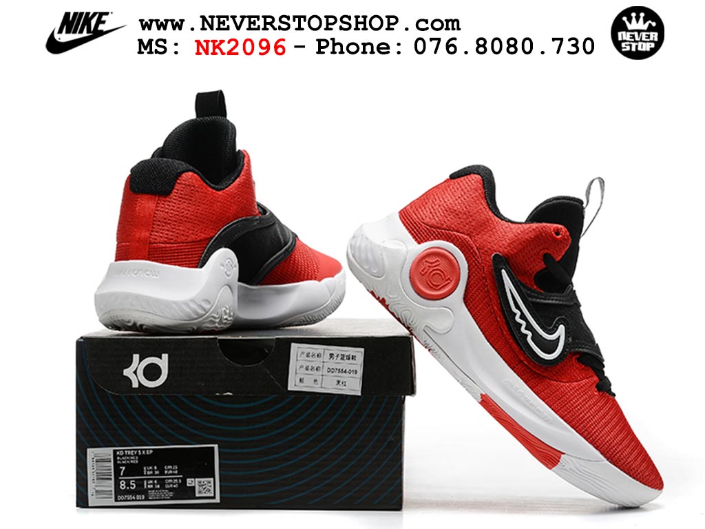 Giày bóng rổ nam Nike KD Trey 5 X Đỏ Đen bản đẹp chuẩn replica 1:1 authentic giá rẻ tại NeverStop Sneaker Shop Hồ Chí Minh