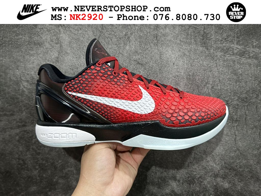 Giày bóng rổ nam nữ Nike Kobe 6 Đỏ Đen hàng đẹp replica 1:1 best quality giá rẻ tại NeverStop Sneaker Shop Quận 3 HCM