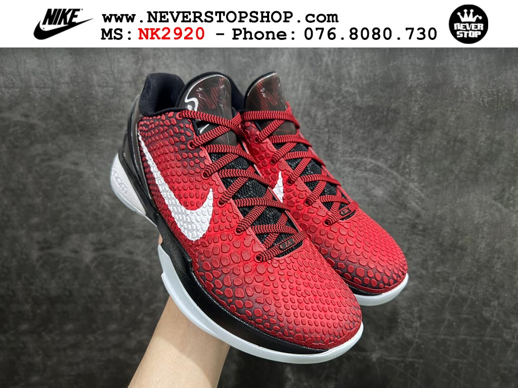 Giày bóng rổ nam nữ Nike Kobe 6 Đỏ Đen hàng đẹp replica 1:1 best quality giá rẻ tại NeverStop Sneaker Shop Quận 3 HCM