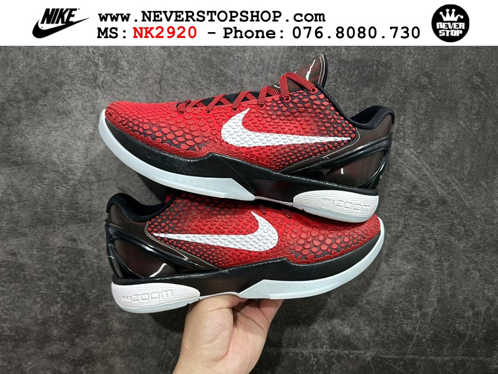 Giày bóng rổ nam nữ Nike Kobe 6 Đỏ Đen hàng đẹp replica 1:1 best quality giá rẻ tại NeverStop Sneaker Shop Quận 3 HCM