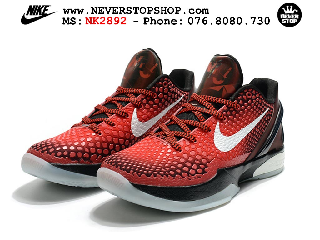 Giày bóng rổ nam nữ Nike Kobe 6 Đỏ Đen hàng đẹp replica 1:1 best quality giá rẻ tại NeverStop Sneaker Shop Quận 3 HCM