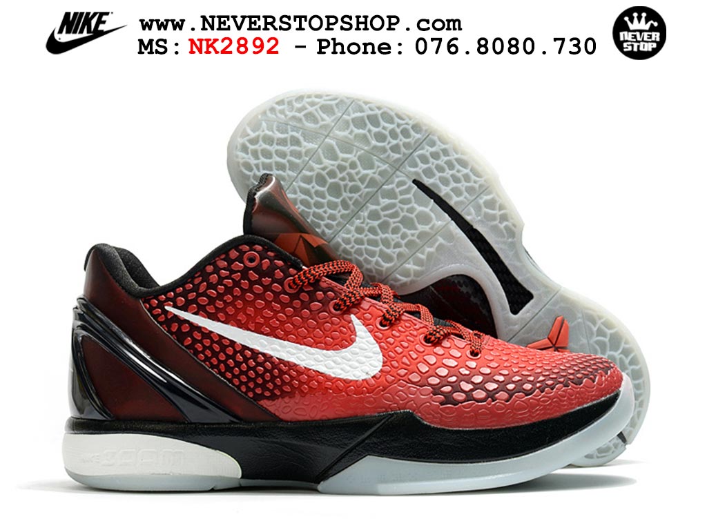 Giày bóng rổ nam nữ Nike Kobe 6 Đỏ Đen hàng đẹp replica 1:1 best quality giá rẻ tại NeverStop Sneaker Shop Quận 3 HCM