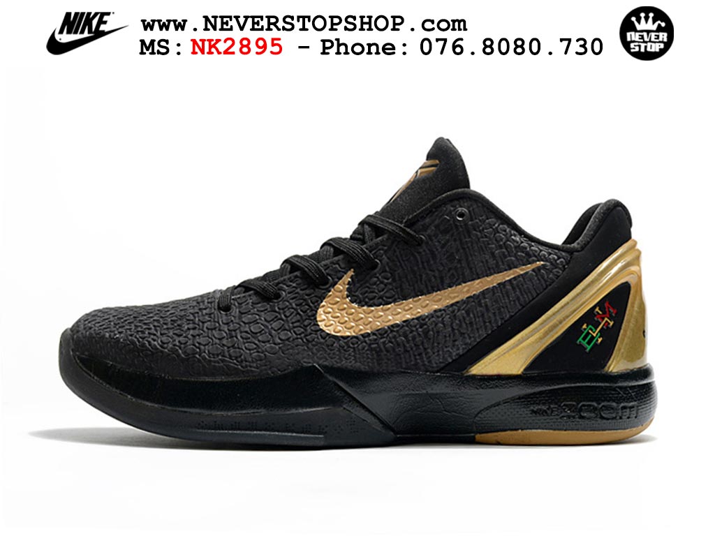 Giày bóng rổ nam nữ Nike Kobe 6 Đen Vàng hàng đẹp replica 1:1 best quality giá rẻ tại NeverStop Sneaker Shop Quận 3 HCM
