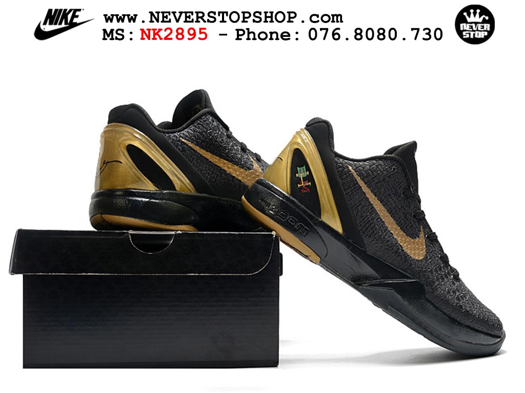 Giày bóng rổ nam nữ Nike Kobe 6 Đen Vàng hàng đẹp replica 1:1 best quality giá rẻ tại NeverStop Sneaker Shop Quận 3 HCM