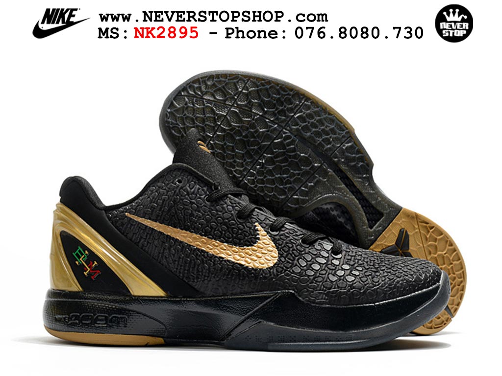 Giày bóng rổ nam nữ Nike Kobe 6 Đen Vàng hàng đẹp replica 1:1 best quality giá rẻ tại NeverStop Sneaker Shop Quận 3 HCM