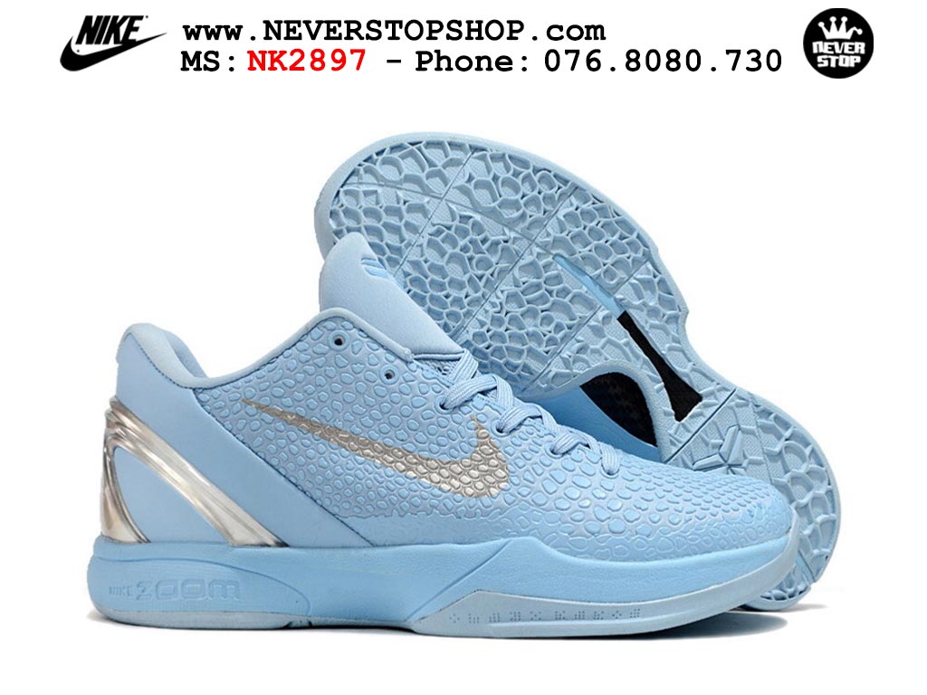 Giày bóng rổ NIKE KOBE 6 BLUE SILVER cổ thấp hàng chuẩn replica 1:1 like auth, giá rẻ tốt nhất quận 3 HCM tại NeverStop Sneaker Shop Giày bóng rổ nam nữ Nike Kobe 6 Xanh Da Trời Xám hàng đẹp replica 1:1 best quality giá rẻ tại NeverStop Sneaker Shop Quận 3 HCM