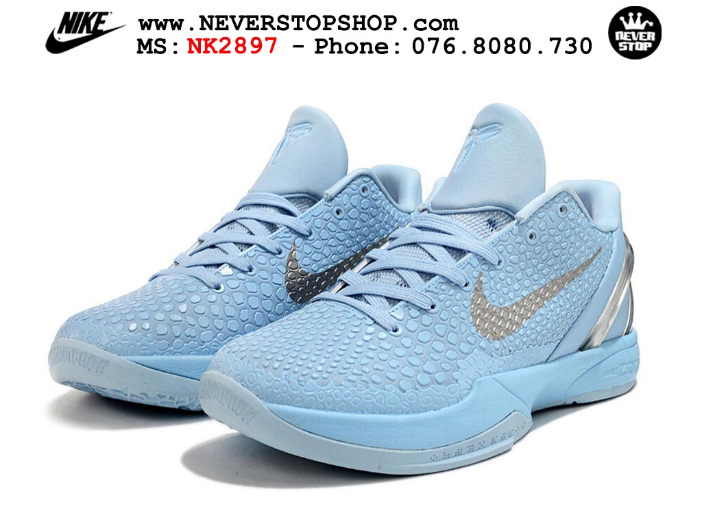 Giày bóng rổ NIKE KOBE 6 BLUE SILVER cổ thấp hàng chuẩn replica 1:1 like auth, giá rẻ tốt nhất quận 3 HCM tại NeverStop Sneaker Shop Giày bóng rổ nam nữ Nike Kobe 6 Xanh Da Trời Xám hàng đẹp replica 1:1 best quality giá rẻ tại NeverStop Sneaker Shop Quận 3 HCM