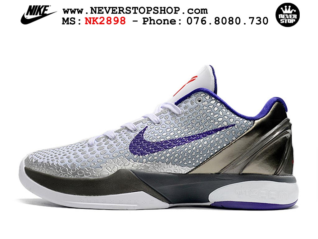 Giày bóng rổ nam nữ Nike Kobe 6 Xám Tím hàng đẹp replica 1:1 best quality giá rẻ tại NeverStop Sneaker Shop Quận 3 HCM